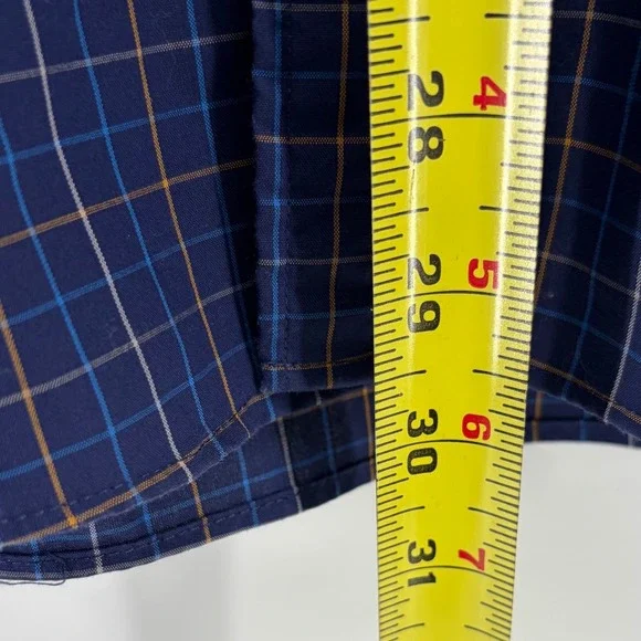 Charles Tyrwhitt Mens XL Extra Slim Fit Non-Iron Navy Blue Check Shirt Logo - Picture 8 of 10